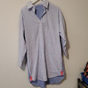 Blue Midi Dress with Relaxed Fit and Classic Collar